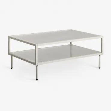 Rechthoekige Salontafel Van Staal En Glas Paoline Groen – Khaki - Sklum