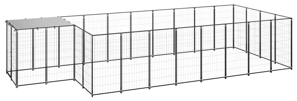 vidaXL Hondenkennel 10,89 m² staal zwart