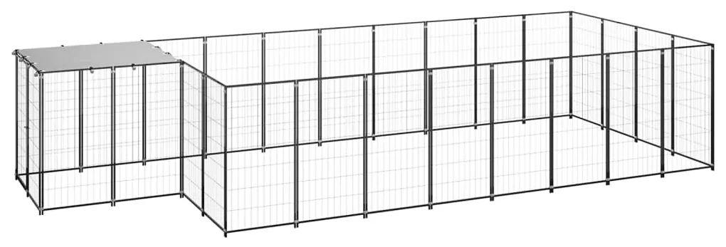 vidaXL Hondenkennel 10,89 m² staal zwart