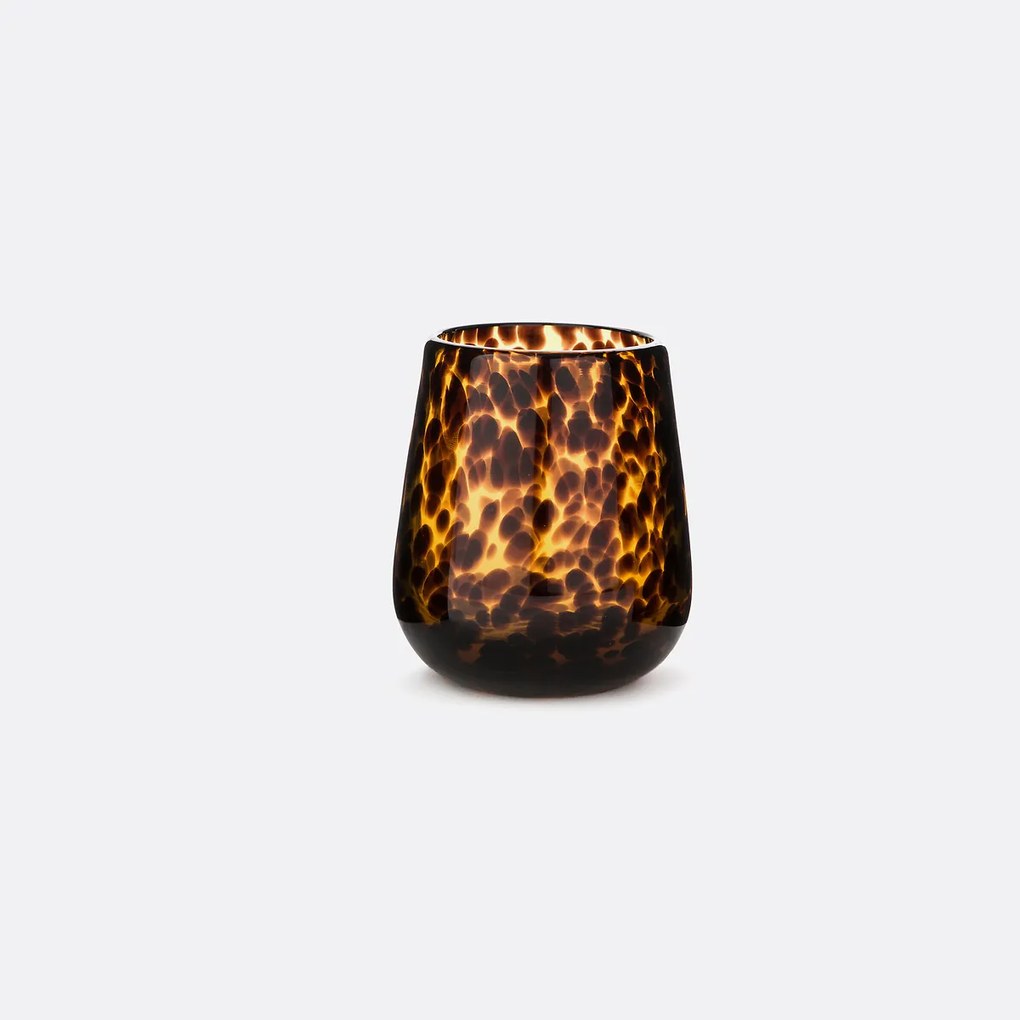 Set van 2 kaarshouders in amberkleurig glas, Fauvita