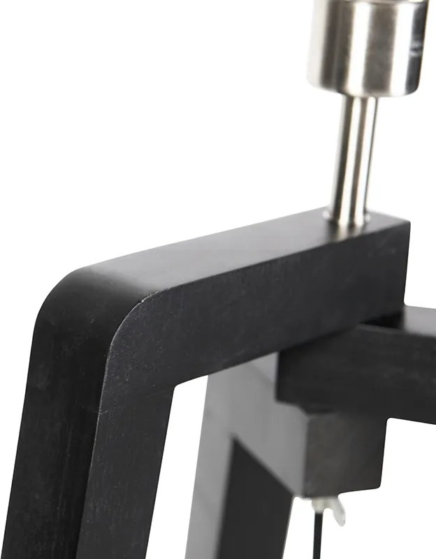 Vloerlamp zwart tripod met bruin en beige gestreepte kap 50cm - Puros