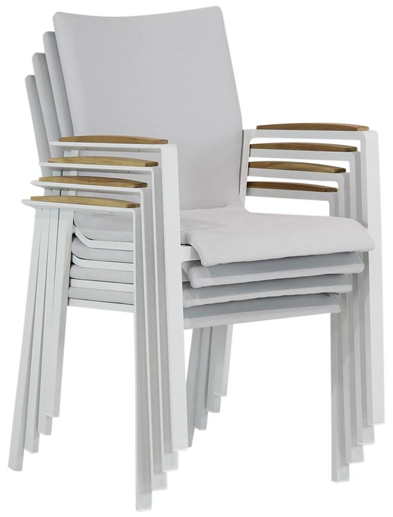 Tuinset 4 personen 180 cm Aluminium/teak Wit Lifestyle Garden Furniture Brandon/Cardiff