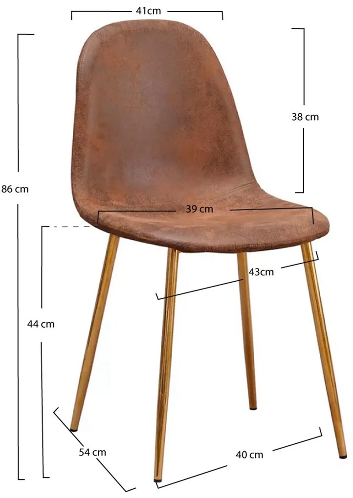 Gouden Teok Stoel Kunstleer Vintage Bruin