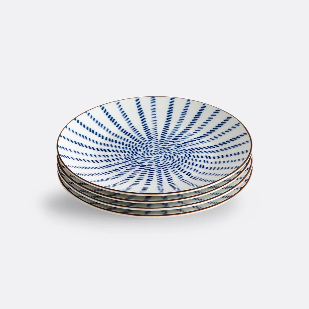 Set van 4 dessertborden met straalmotieven, Bowlia