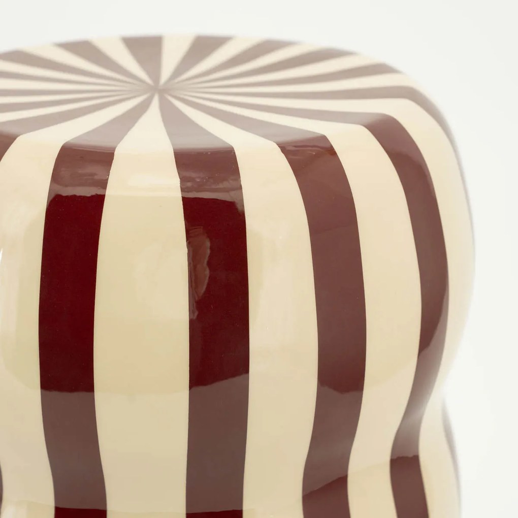 By-Boo Candice Hoogglans Bijzettafel Beige Rood - 28 X 28cm.