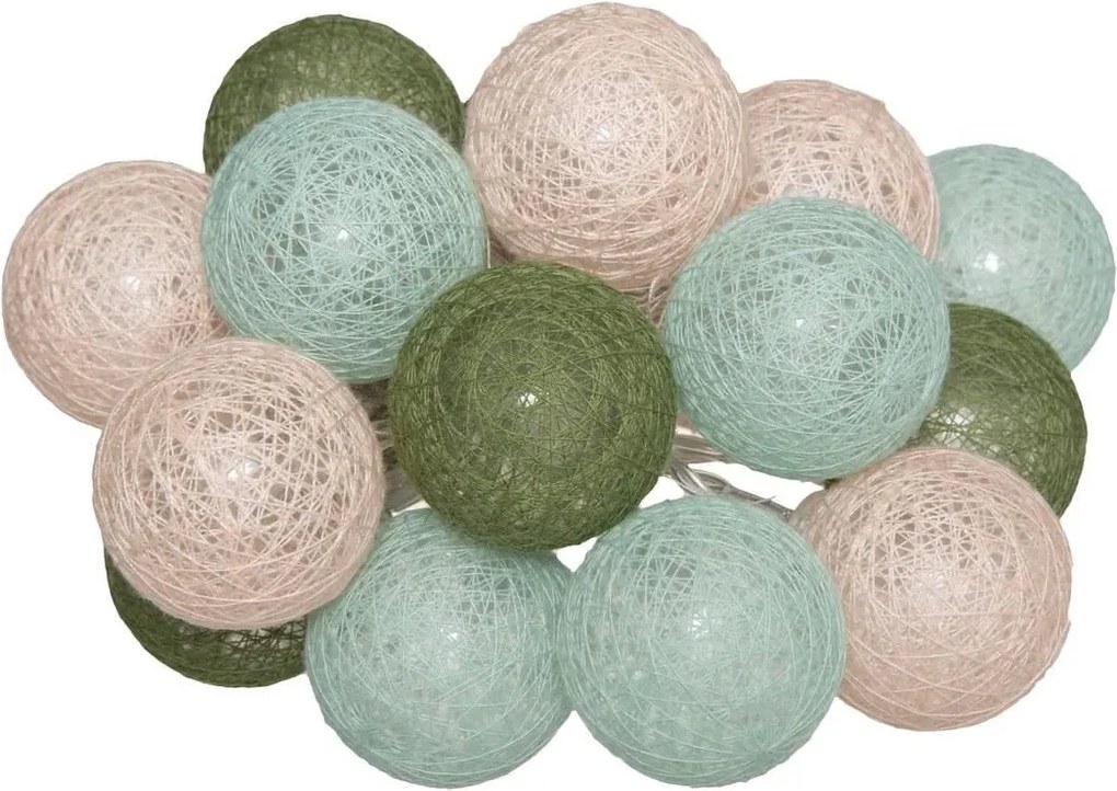 Atmosphera lichtslinger met 16 bollen diameter 3,5 cm - Groen / Blauw / Roze met warm wit led licht - 215 cm - Op batterijen