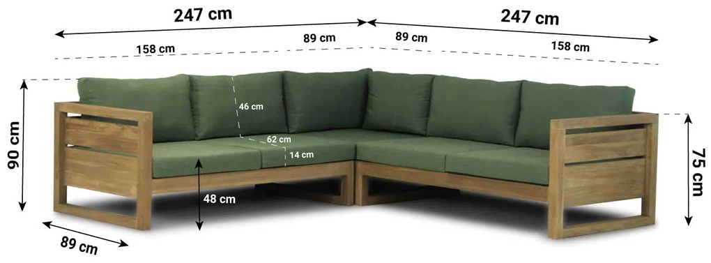 Hoek loungeset 5 personen Teak Old teak greywash  Garden Collections Richmond