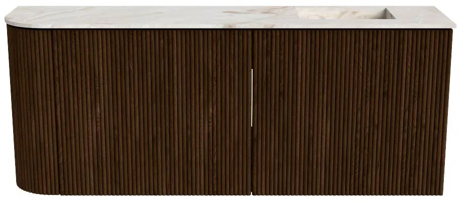 Mondiaz Joya DLux 100cm toiletmeubel ronding links walnut met wastafel faye rechts 1 kraangat frappe
