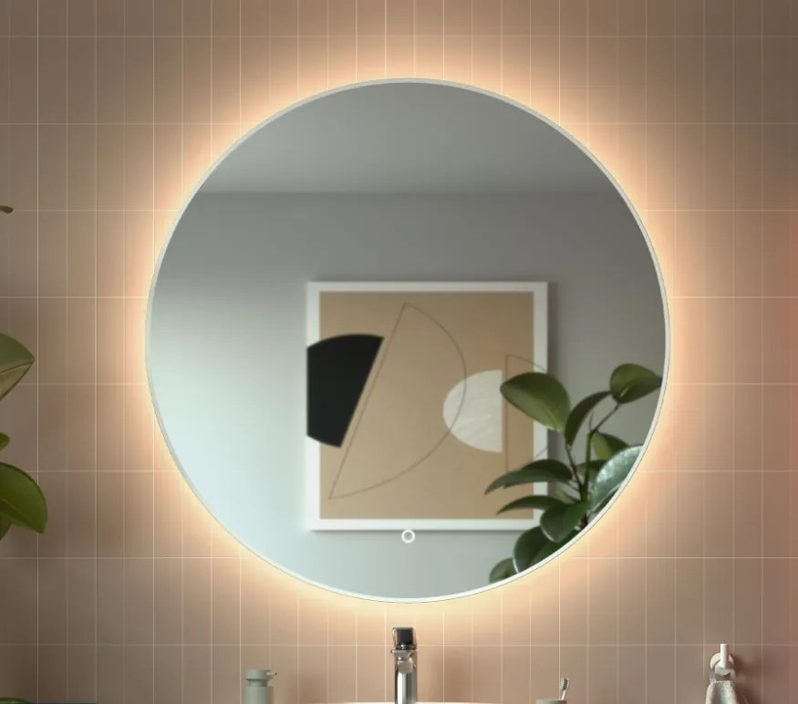 Muebles Globe ronde spiegel wit met LED-verlichting 100cm