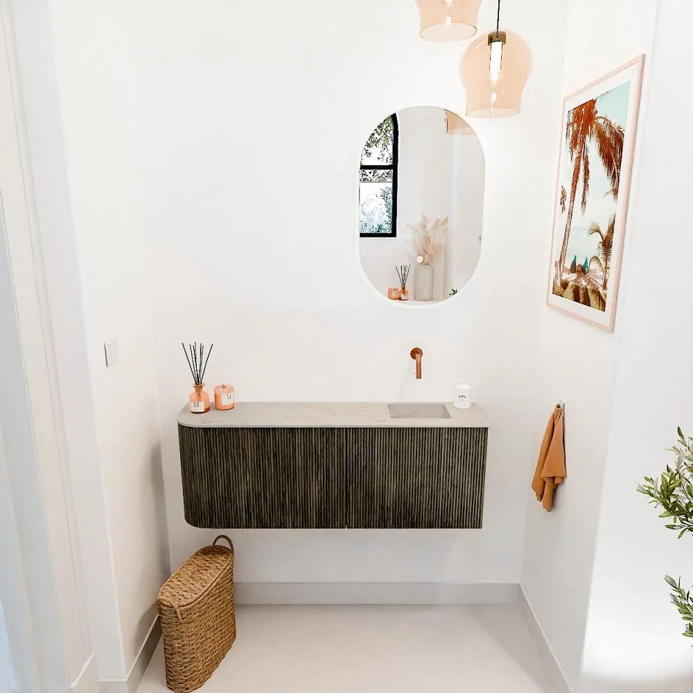 Mondiaz Joya DLux 110cm toiletmeubel ronding links shadow met wastafel faye rechts zonder kraangat opalo