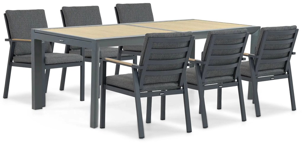 Tuinset 6 personen 214 cm Aluminium/teak Grijs Lifestyle Garden Furniture Marseille/Rosarno