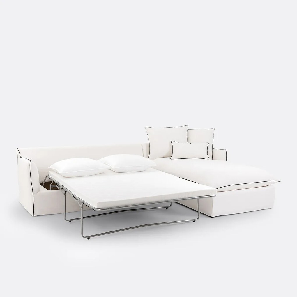 Bank, omvormbaar, slaapbank, afneembare hoes, 4-zits, dik linnen, Odna