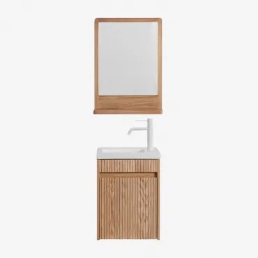 Badkamermeubelset In Hout Met Geïntegreerde Wastafel Narek Ash Brown & Rechthoekig Hout 50x70 Cm Mazure & Wit ↑20 Cm Met - Sklum