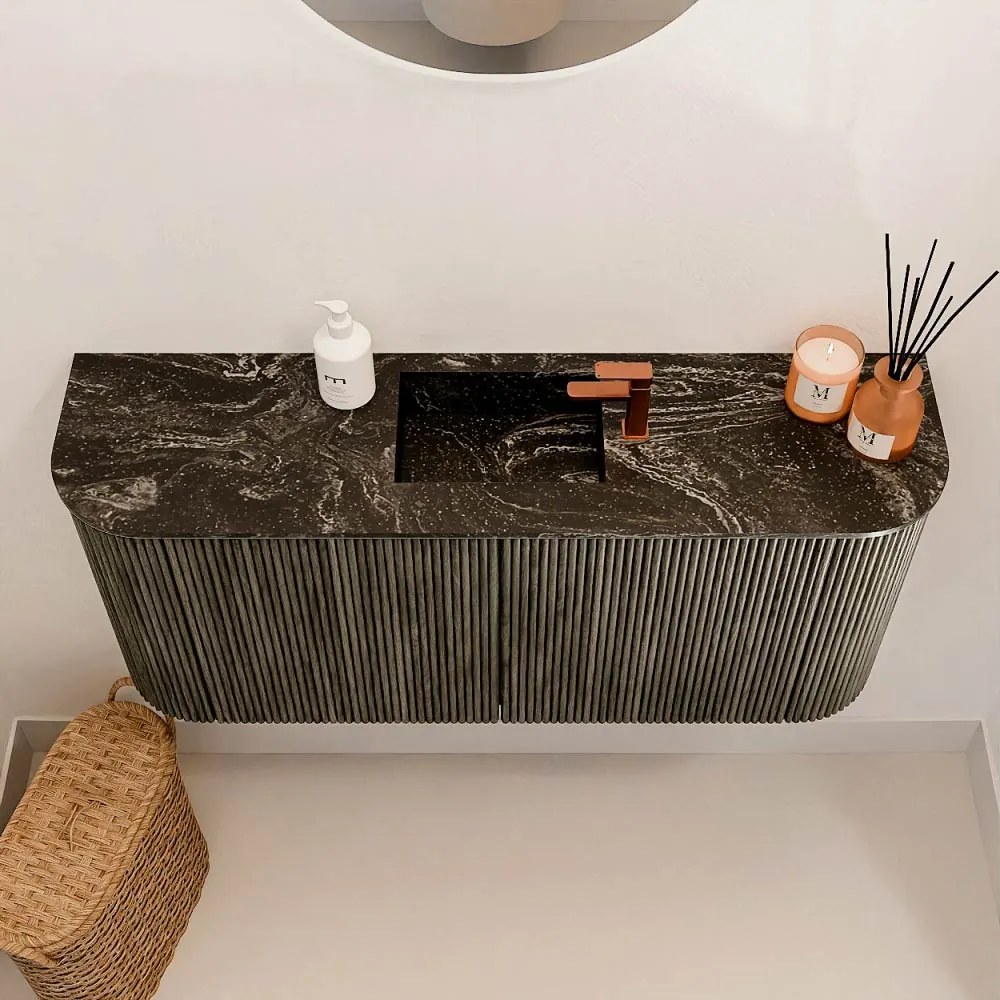 Mondiaz Joya DLux 95cm toiletmeubel ronding links/rechts shadow met wastafel faye midden 1 kraangat lava