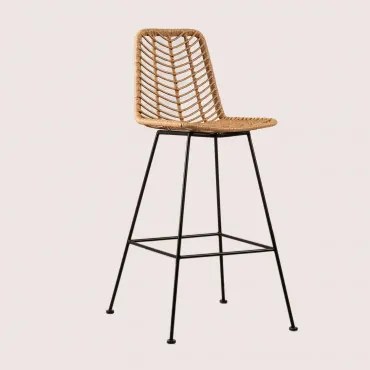 Set Van 4 Hoge Krukken In Synthetisch Riet Natuurlijk Gouda Natuurlijk & ↑75 Cm & Zwart & Geen Kussen - Sklum