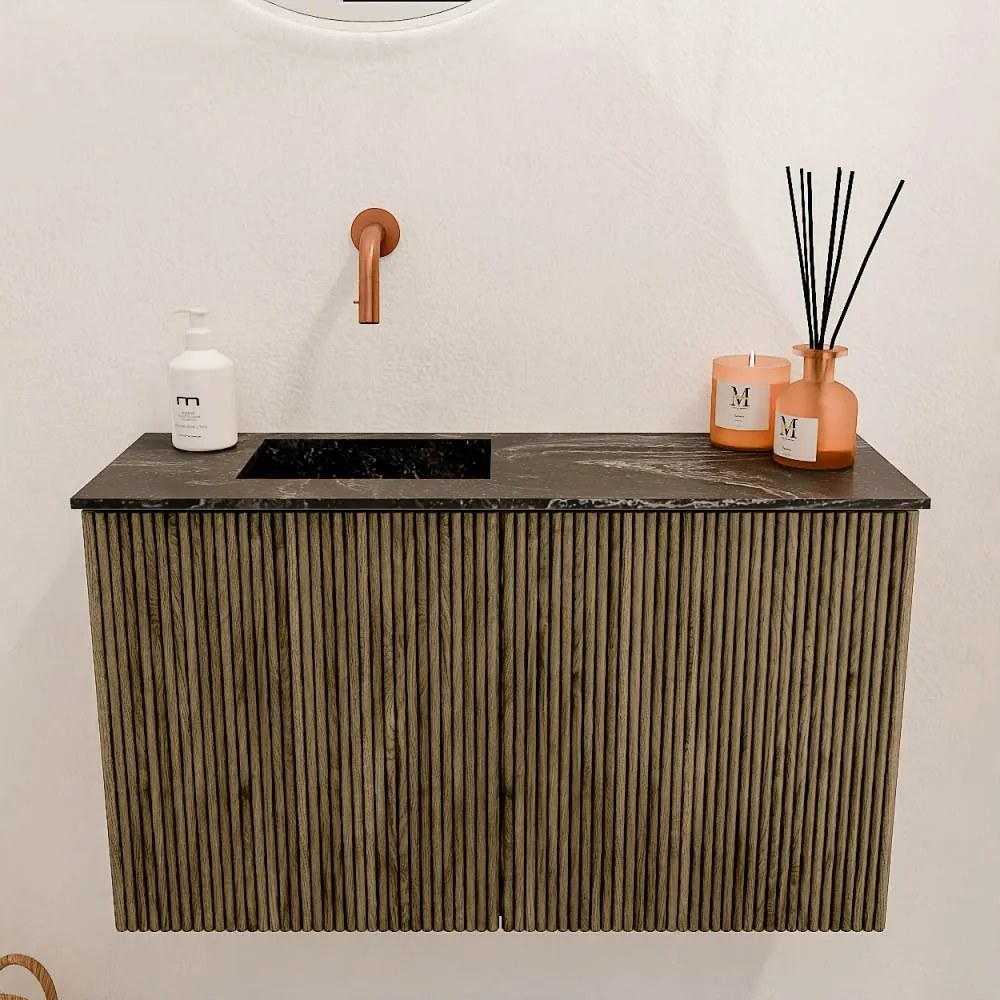 Mondiaz Joya DLux 70cm toiletmeubel dusk met wastafel faye links zonder kraangat lava
