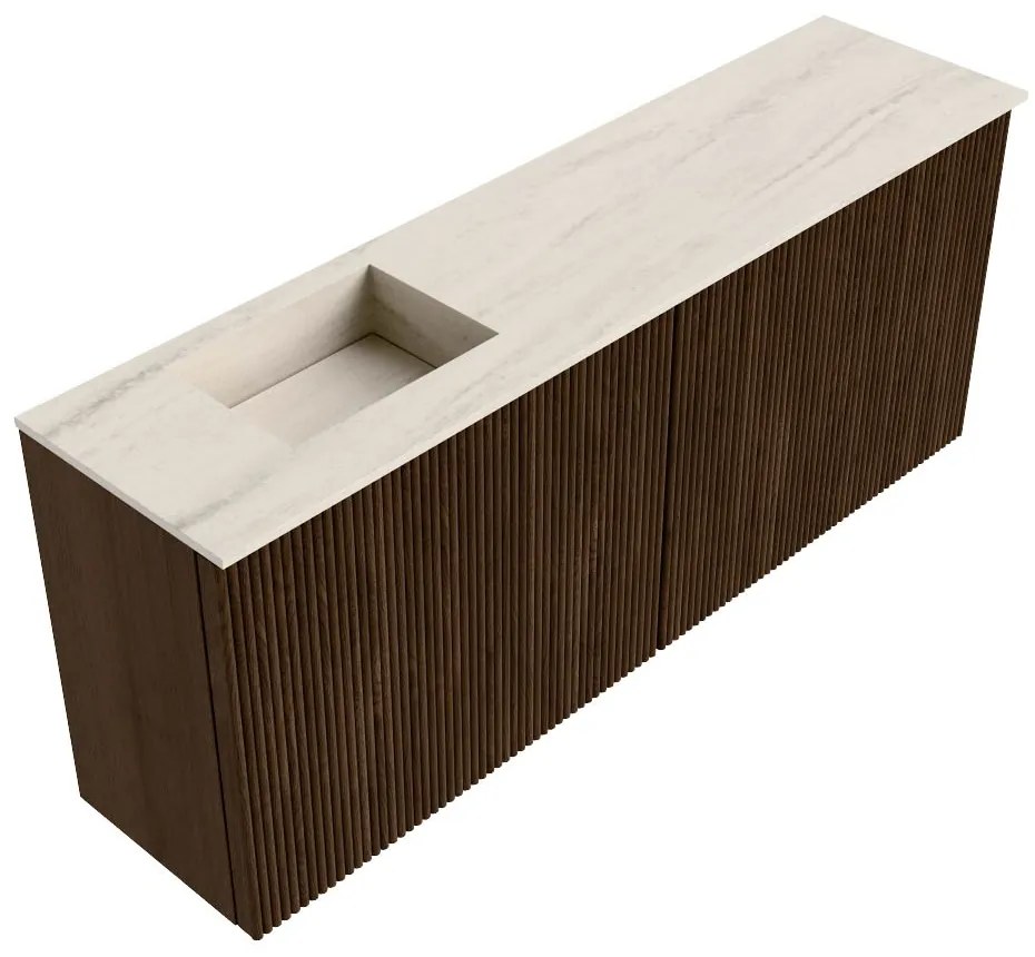 Mondiaz Joya DLux 100cm toiletmeubel walnut met wastafel faye links zonder kraangat meli
