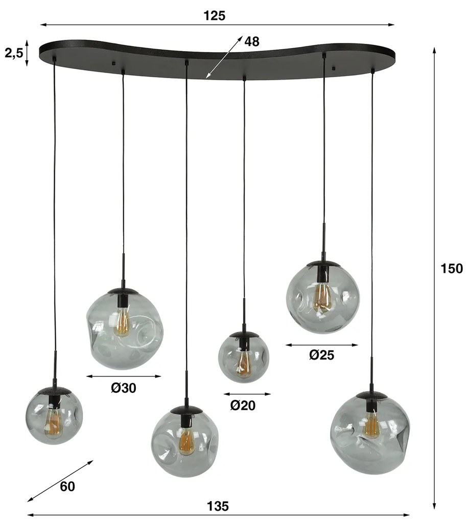 Hanglamp Glazen Bollen Organische Vorm