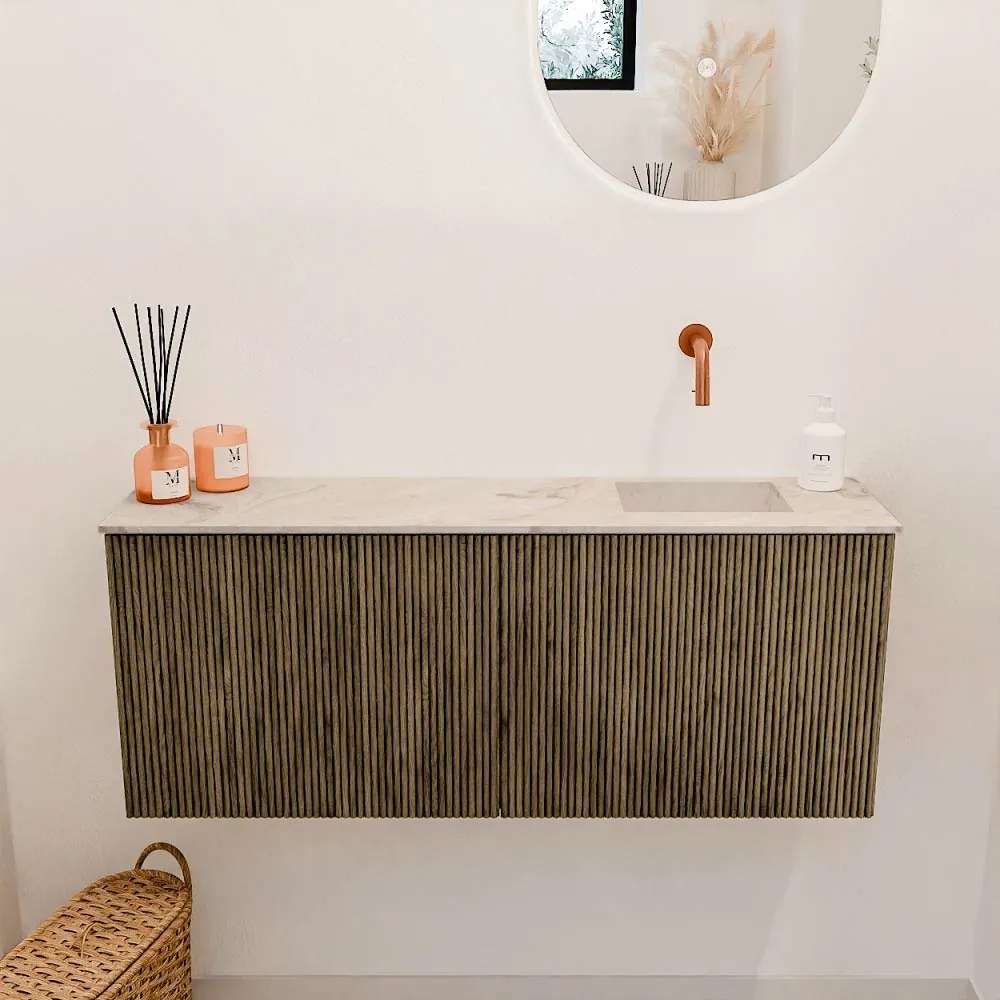 Mondiaz Joya DLux 100cm toiletmeubel dusk met wastafel faye rechts zonder kraangat frappe