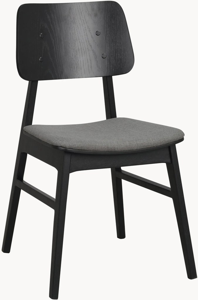 Eetkamerstoelen Nagano van eikenhout met gestoffeerde zitvlak, 2-delig