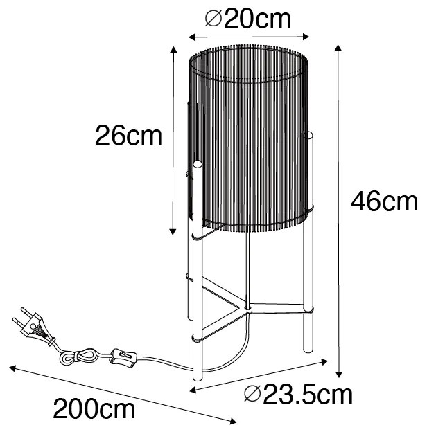 Scandinavische tafellamp bamboe - Natasja Landelijk E27 Scandinavisch cilinder / rond Binnenverlichting Lamp