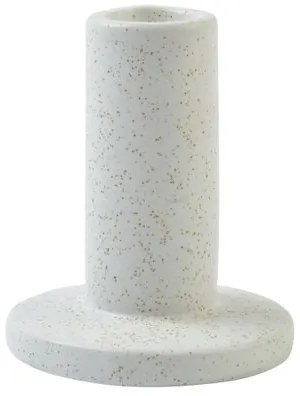 Kandelaar, porselein, wit gespikkeld, hoog