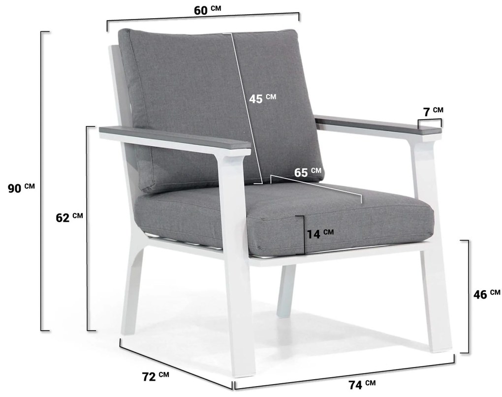 Lifestyle Garden Furniture Palazzo Lounge Tuinstoel Aluminium Wit