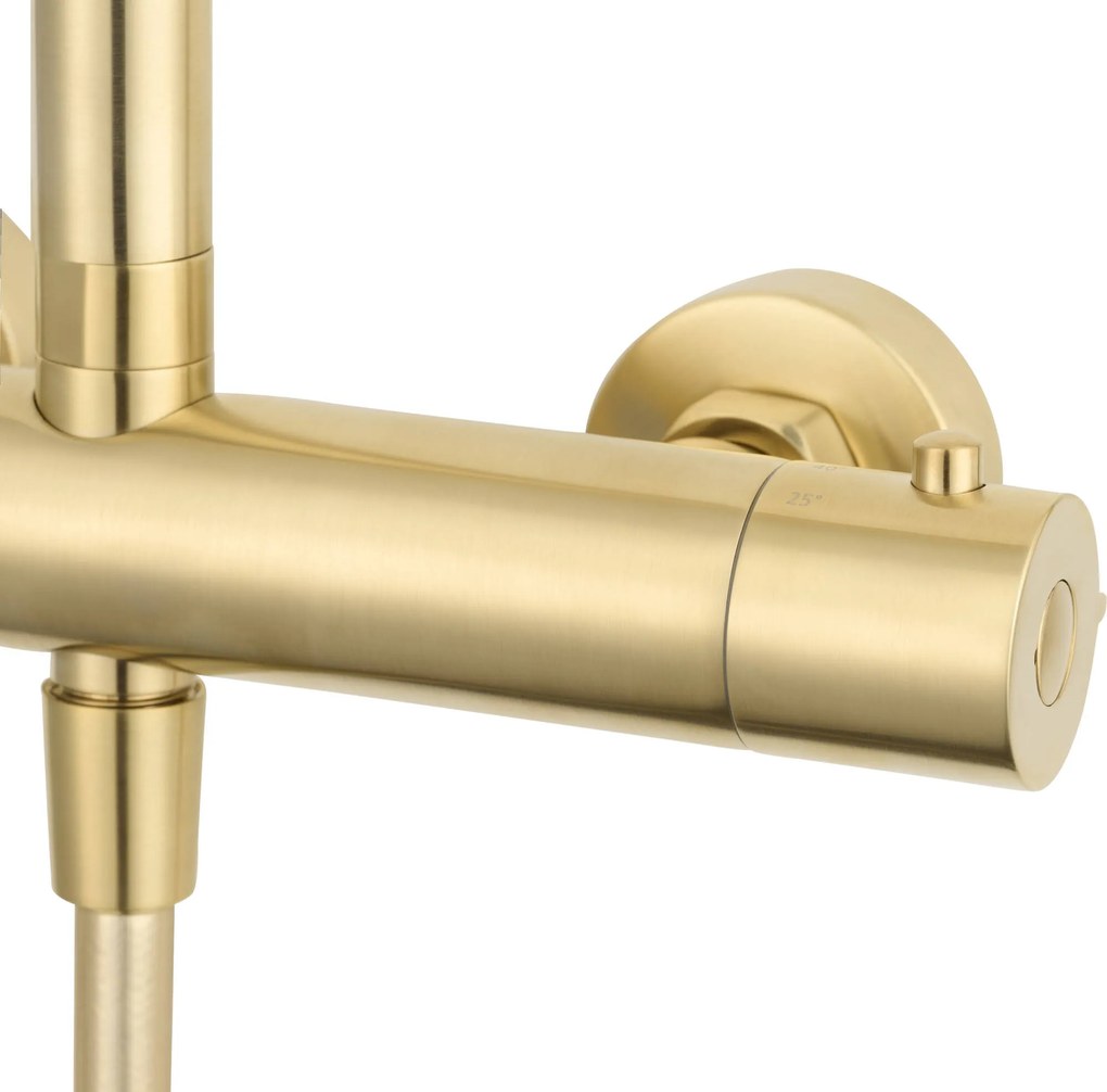 Saqu Eurotrend 225 regendoucheset met 4 straalsoorten Ø23cm geborsteld messing PVD-coating