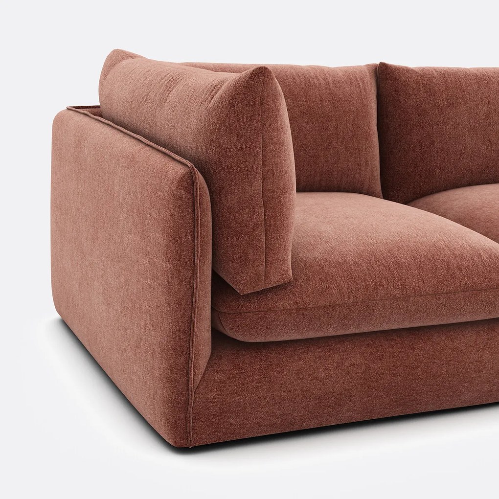 Modulaire 3-zitsbank met poef, gemêleerd polyester, Malo