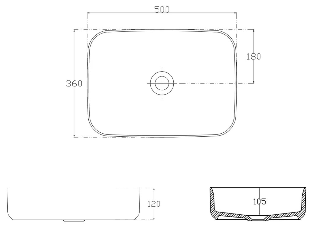 Sapho Infinity waskom 50x36cm mat wit