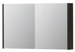INK SPK1 Spiegelkast - 100x14x60cm - 2 deuren - dubbelzijdige Spiegel - schakelaar en stopcontact - MFC Intens eiken 1110669