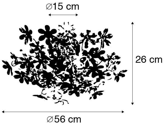 Plafonnière chroom met multicolor kunststof bloemen 56cm - Fiore Design, Modern E14 bol / globe / rond rond Binnenverlichting Lamp