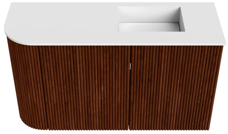 Mondiaz Joya 70cm toiletmeubel ronding links ruby met wastafel faye rechts 1 kraangat talc