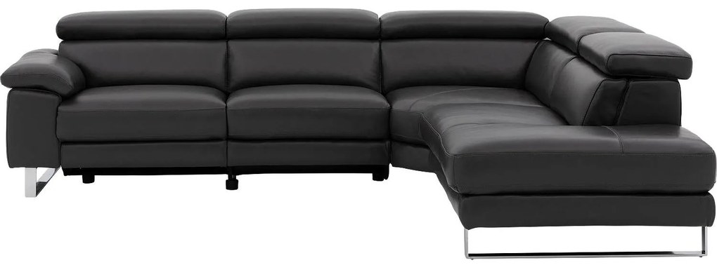 Goossens Excellent Bank Noud donkergrijs, leer, modern design met ligelement rechts