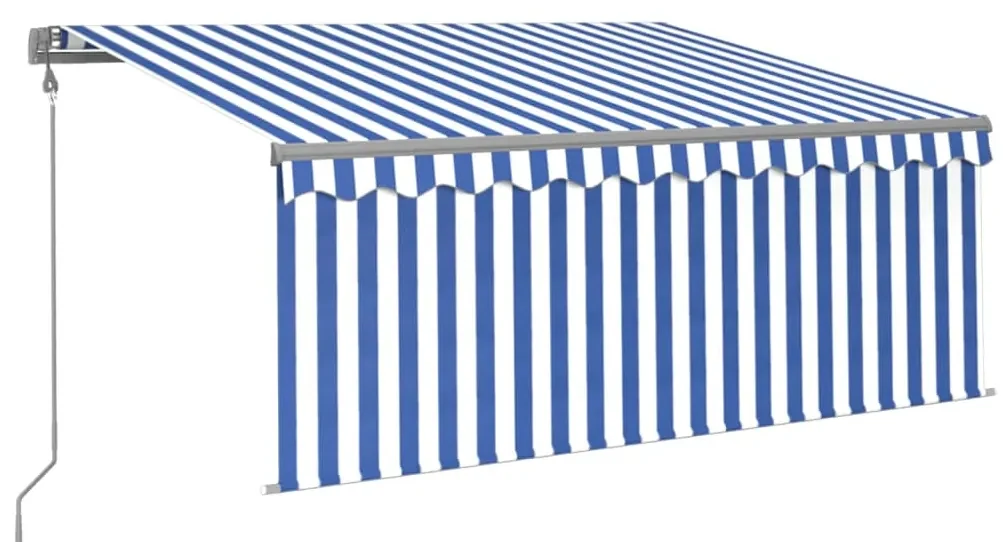 vidaXL Luifel automatisch uittrekbaar met rolgordijn 3x2,5 m blauw wit