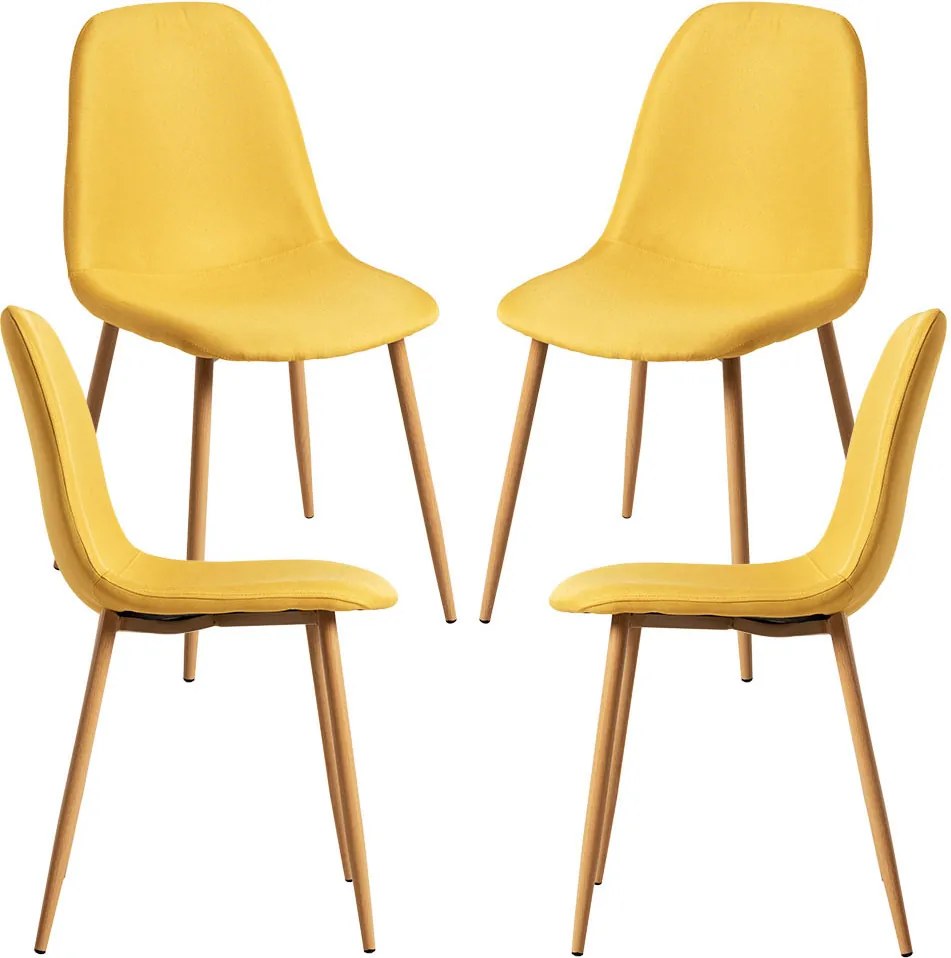 Set 4 Teok Stoffen Stoelen