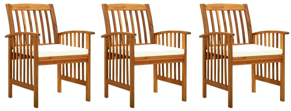 vidaXL Tuinstoelen 3 st met kussens massief acaciahout