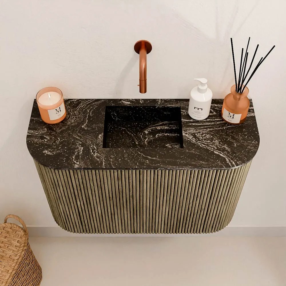 Mondiaz Joya DLux 65cm toiletmeubel ronding links/rechts dusk met wastafel faye midden zonder kraangat lava