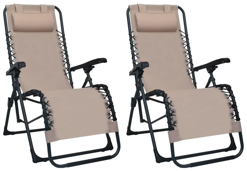 vidaXL Terrasstoelen 2 st inklapbaar textileen taupe