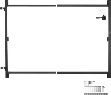 VEVOR poortset geschikt voor openingen van 915 tot 1524 mm breed, verstelbare ijzeren poortframeset, doorhangbestendige poortframeset met nachtschootslot en schroeven, voor houten schuttingen, zwart