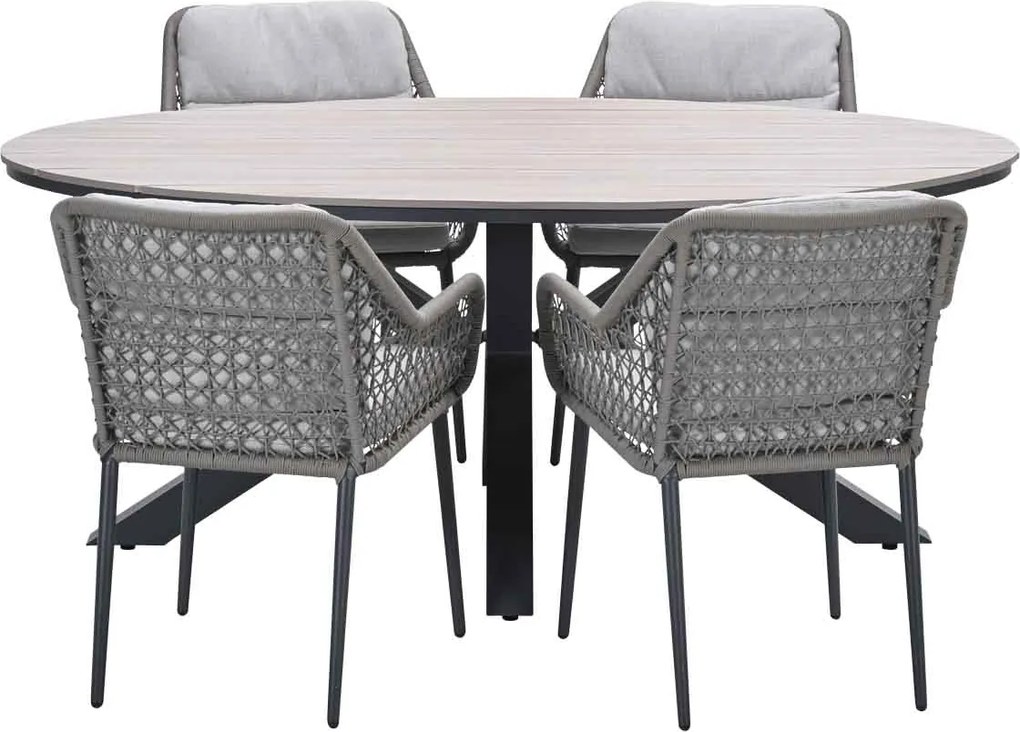 Garden Impressions Pemba tuinset 5-delig - Tulli tuintafel 180x115 cm - light teak vironwood