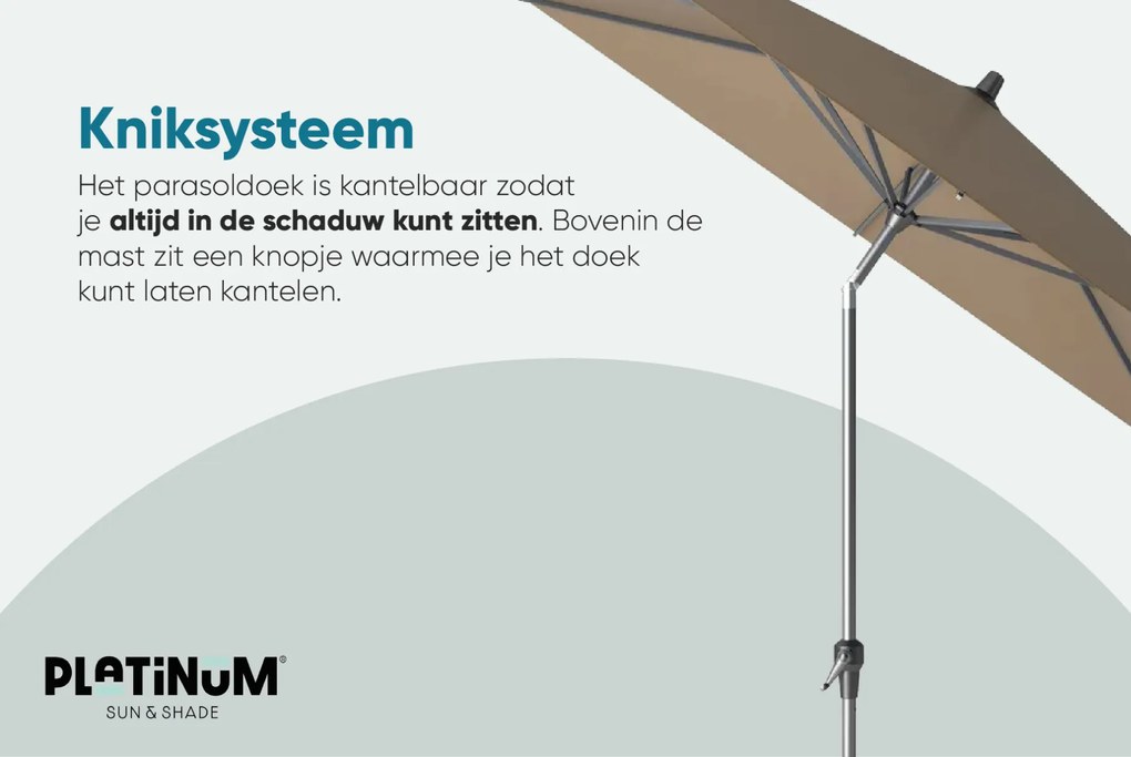 Platinum Riva stokparasol 2,5x2,5 m. - Wit