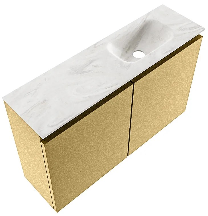 Mondiaz Ture DLux toiletmeubel 80cm oro met wastafel ostra rechts zonder kraangat