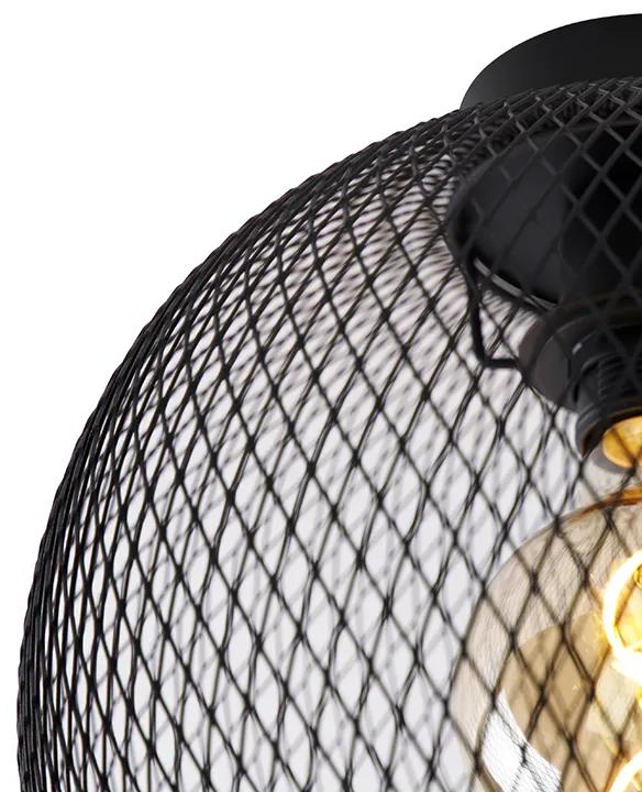 Moderne plafondlamp zwart 30 cm - Mesh Ball Modern E27 Draadlamp rond Binnenverlichting Lamp