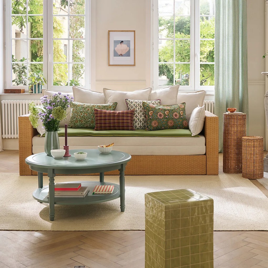 Gestreepte bloempot van keramiek, diameter 14 cm, Jaoma