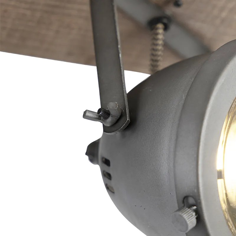 Smart spot staal met hout kantelbaar incl. 3 WiFi GU10 - Emado