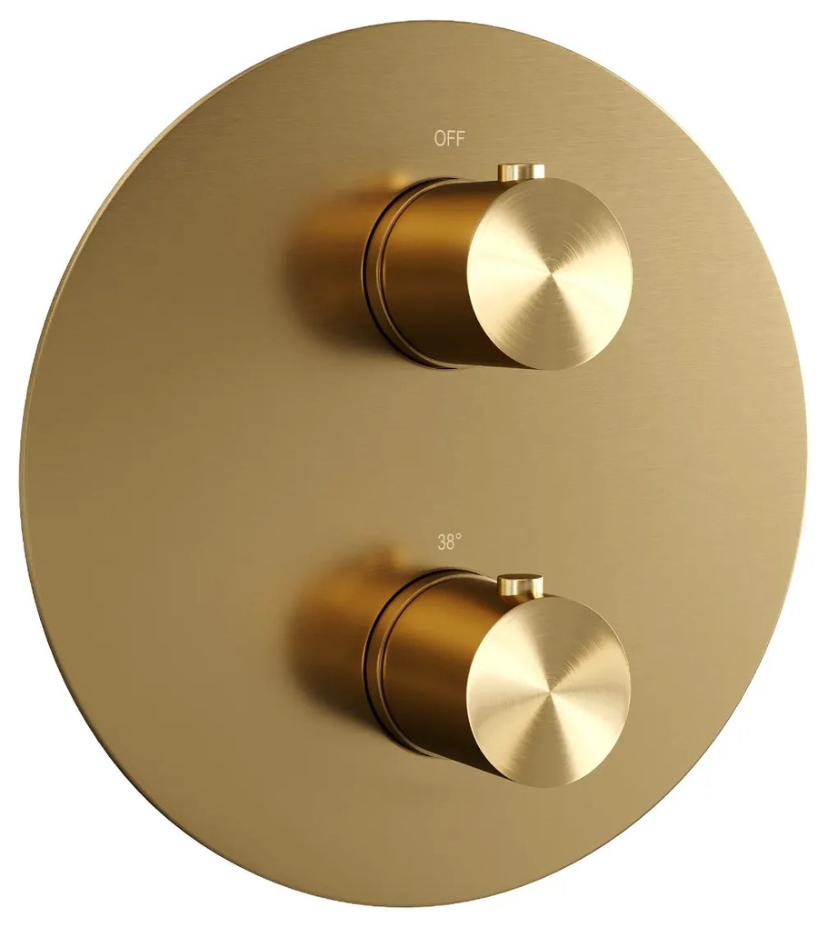 Brauer Gold Edition thermostatische inbouw regendouche met 3 standen handdouche, rechte muurarm, glijstang en hoofddouche 30cm set 92 messing geborsteld PVD