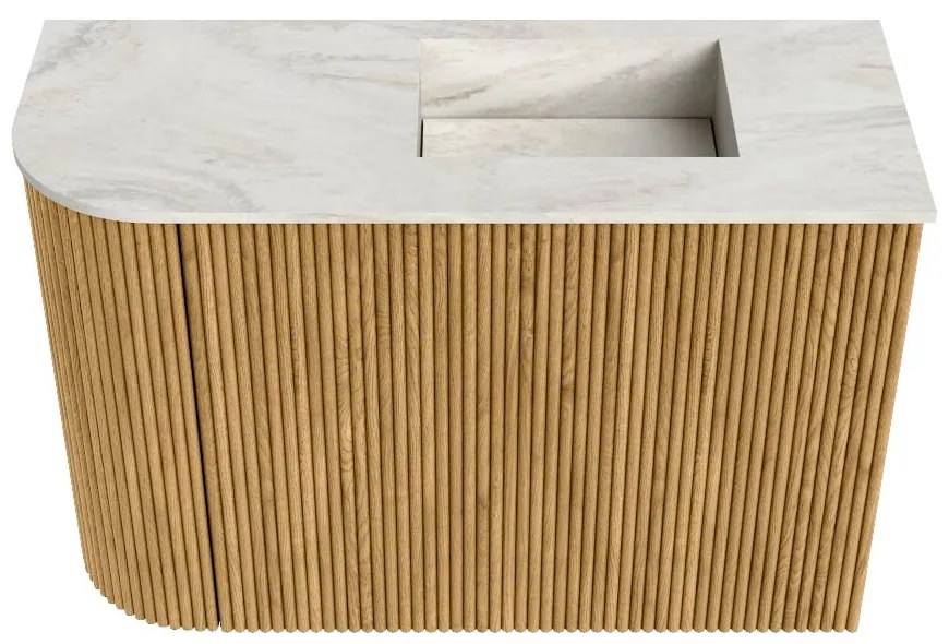 Mondiaz Joya DLux 60cm toiletmeubel ronding links oak met wastafel faye rechts 1 kraangat ostra