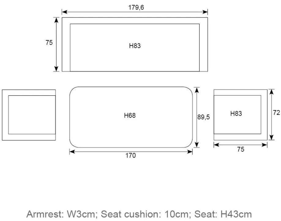 Garden Impressions Kalibo lounge dining set 4-delig - donker grijs