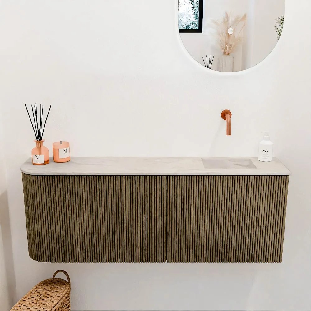 Mondiaz Joya DLux 110cm toiletmeubel ronding links dusk met wastafel faye rechts zonder kraangat ostra